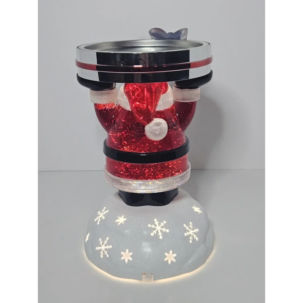 Bath & Body Works 2022 Santa Claus Light Up Water Globe 3 Wick Candle Holder